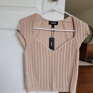NWT Express Metallic Thread Ribbed Top